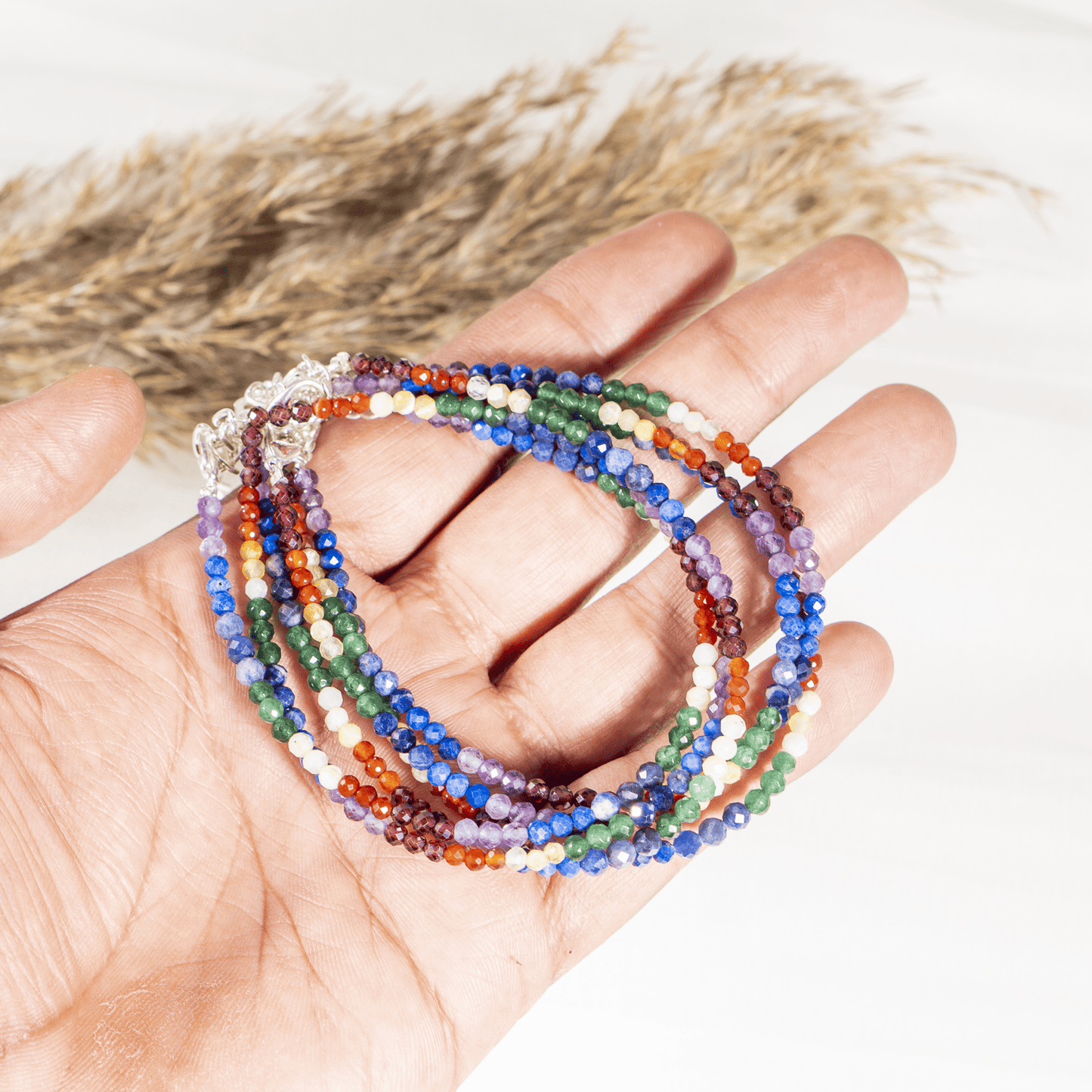 7 Chakra Crystal Anklet | Natural Healing Crystal Anklet | Energy Protection & Spiritual Jewelry