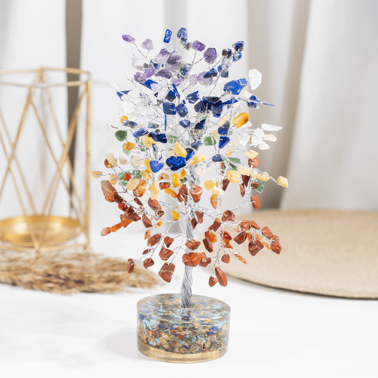 7 Chakra Orgone Based  Crystal Tree With 300 Natural Crystal Chips
