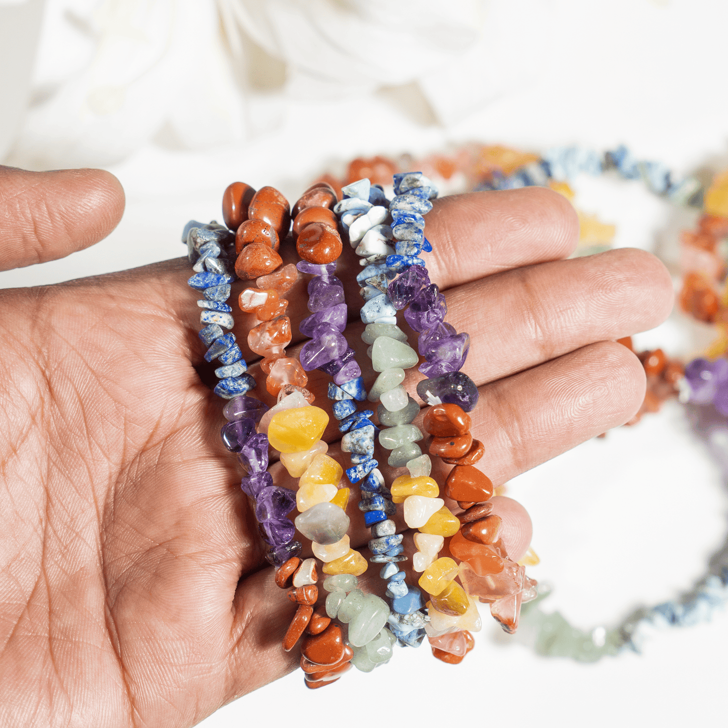 7 Chakra Gemstone Chip Bracelet