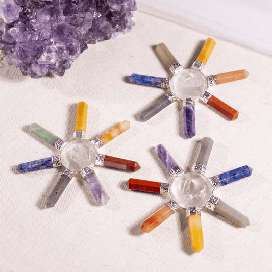7 Chakra Crystal 7 Point Energy Generator with Crystal Pyramid