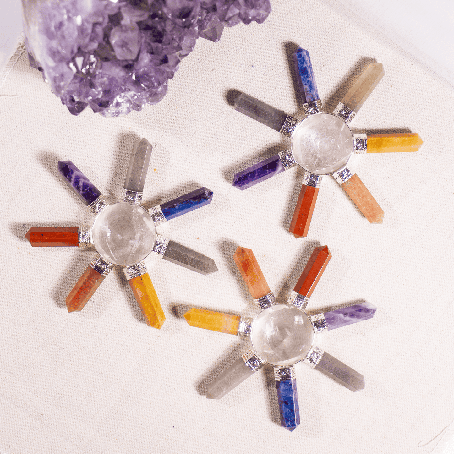 7 Chakra Crystal 7 Point Energy Generator with Crystal Pyramid