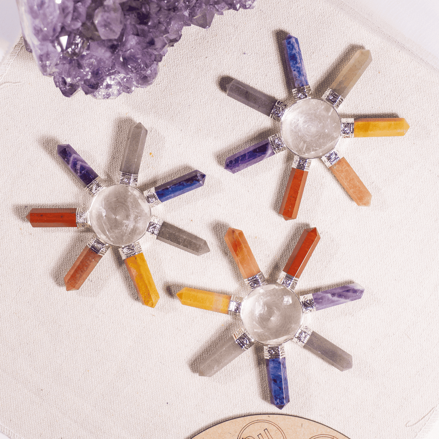 7 Chakra Crystal 7 Point Energy Generator with Crystal Pyramid