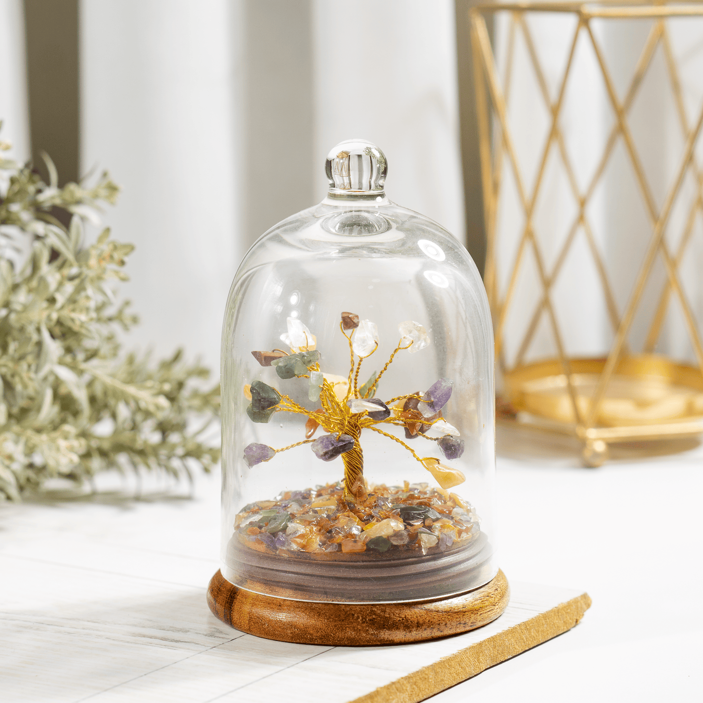 7 Chakra Dome Tree | Natural Crystal Decor | Feng Shui Tree | Healing Gemstone Bonsai | Home, Office Decor