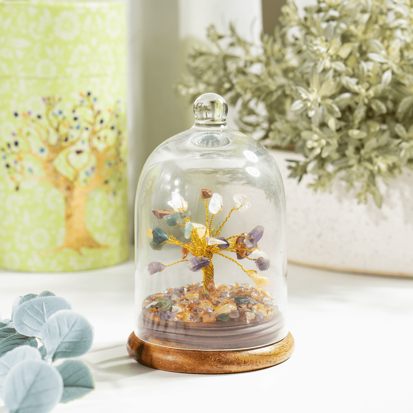7 Chakra Dome Tree | Natural Crystal Decor | Feng Shui Tree | Healing Gemstone Bonsai | Home, Office Decor