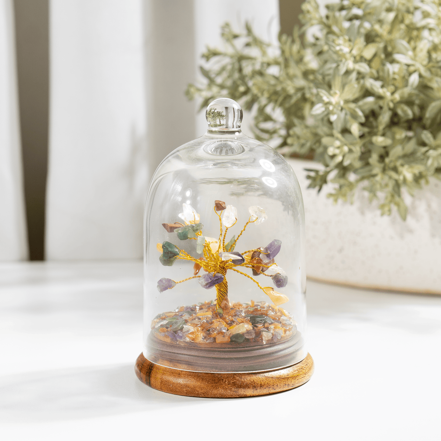 7 Chakra Dome Tree | Natural Crystal Decor | Feng Shui Tree | Healing Gemstone Bonsai | Home, Office Decor