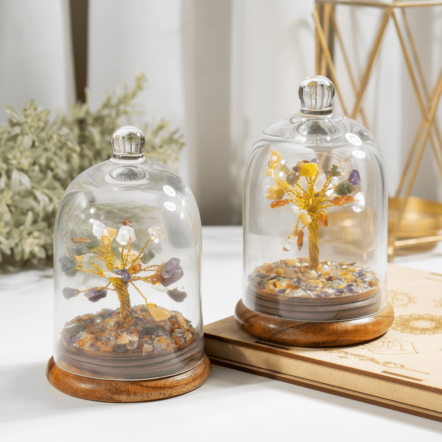 7 Chakra Dome Tree | Natural Crystal Decor | Feng Shui Tree | Healing Gemstone Bonsai | Home, Office Decor