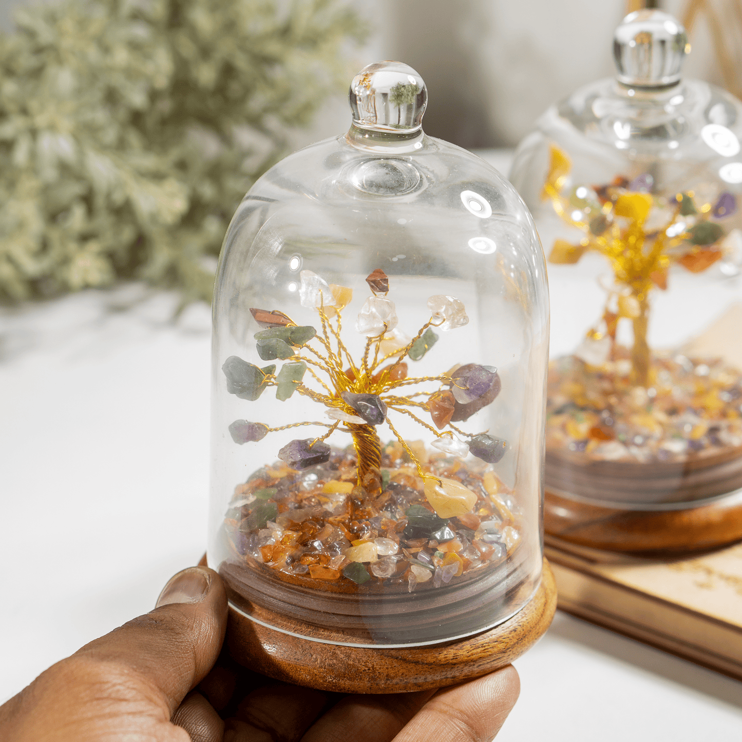 7 Chakra Dome Tree | Natural Crystal Decor | Feng Shui Tree | Healing Gemstone Bonsai | Home, Office Decor
