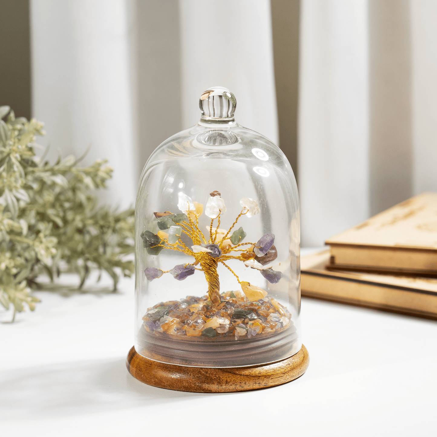 7 Chakra Dome Tree | Natural Crystal Decor | Feng Shui Tree | Healing Gemstone Bonsai | Home, Office Decor