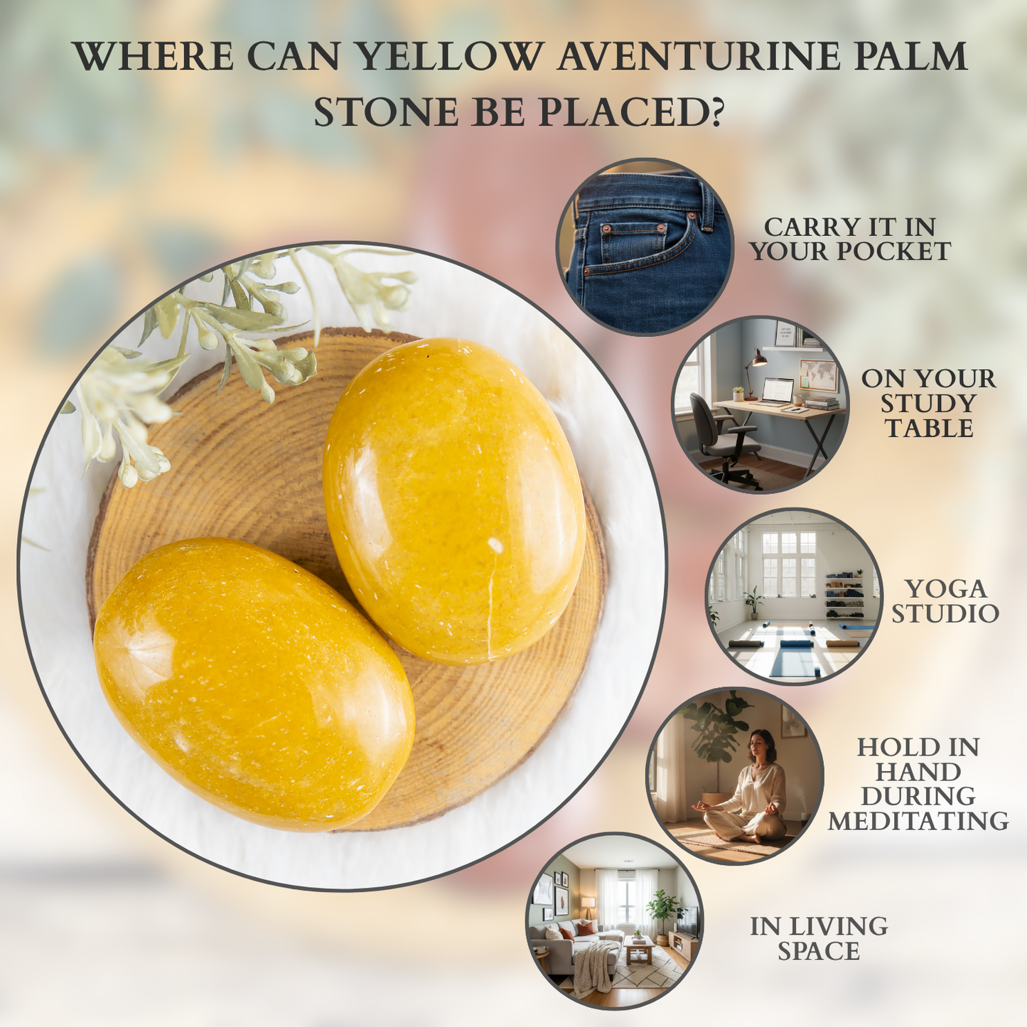 1kg Yellow Aventurine Palm Stones (6-8Pcs)