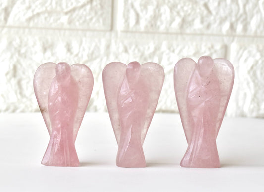 2'' Rose Quartz Angel, Gemstone Peace Angel