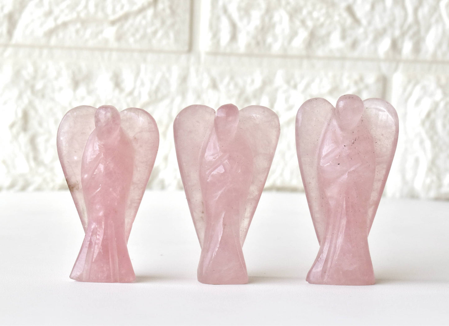 2'' Rose Quartz Angel, Gemstone Peace Angel