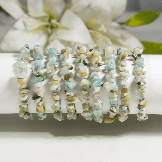 Amazonite Gemstone Chip Bracelet.