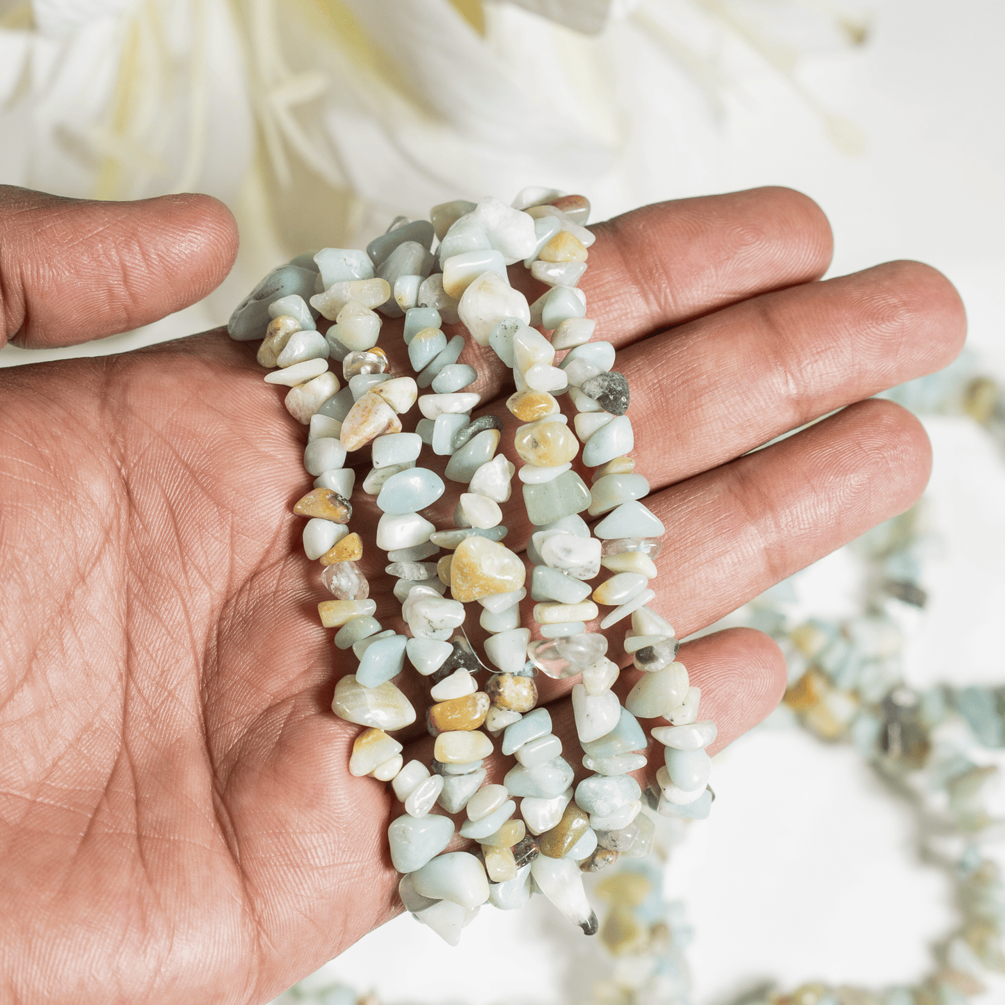 Amazonite Gemstone Chip Bracelet.