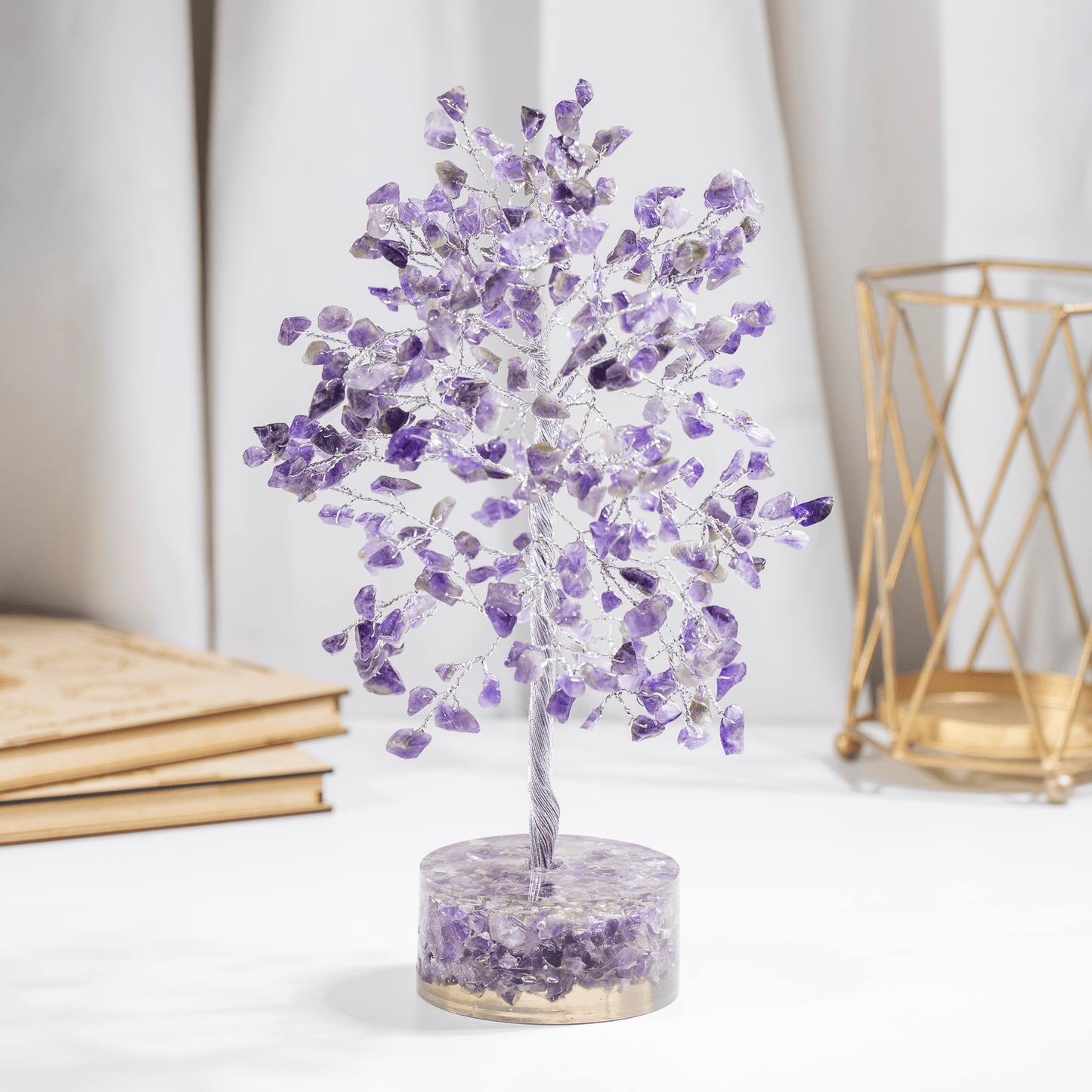 Amethyst Orgone Based  Crystal Tree With 300 Natural Crystal Chips