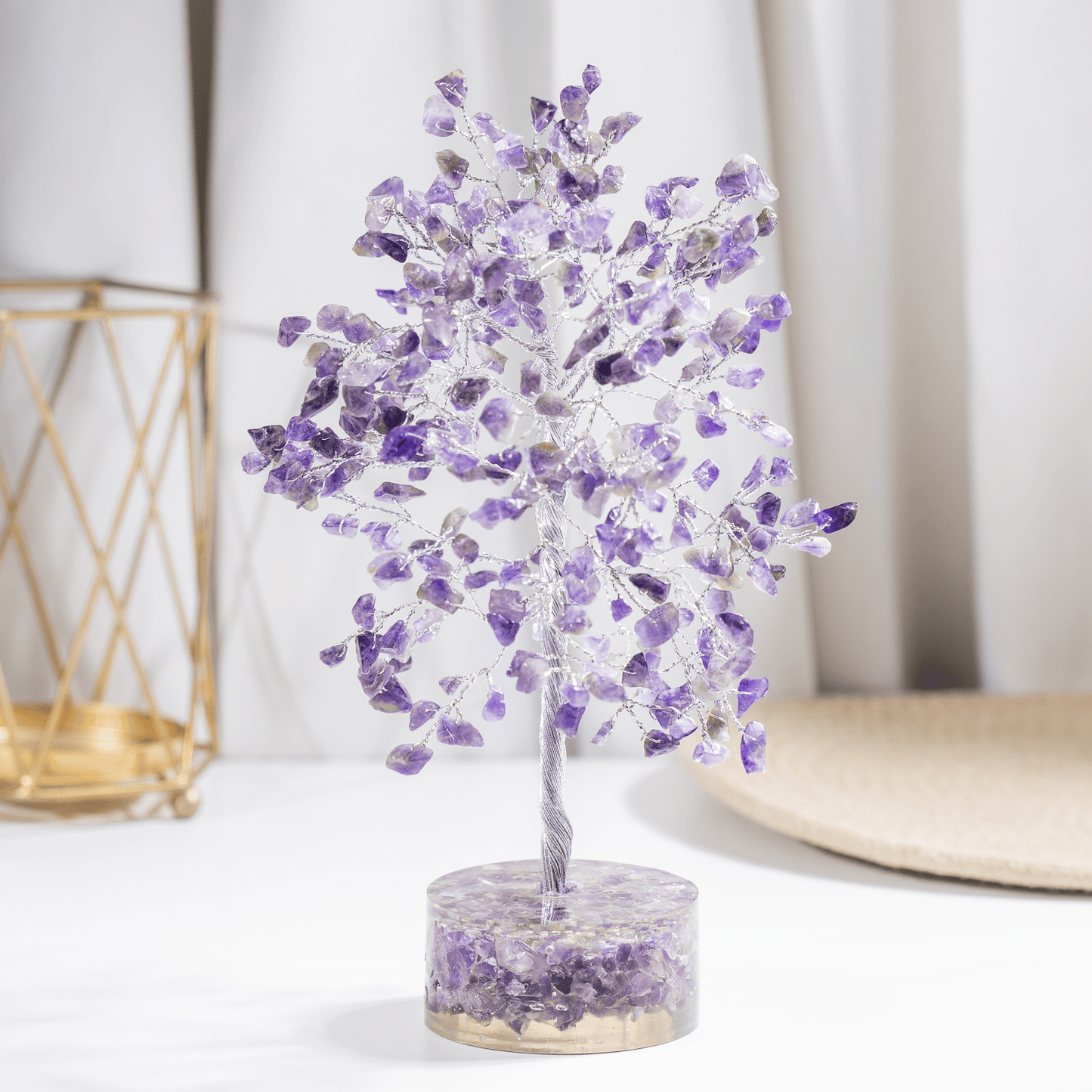 Amethyst Orgone Based  Crystal Tree With 300 Natural Crystal Chips