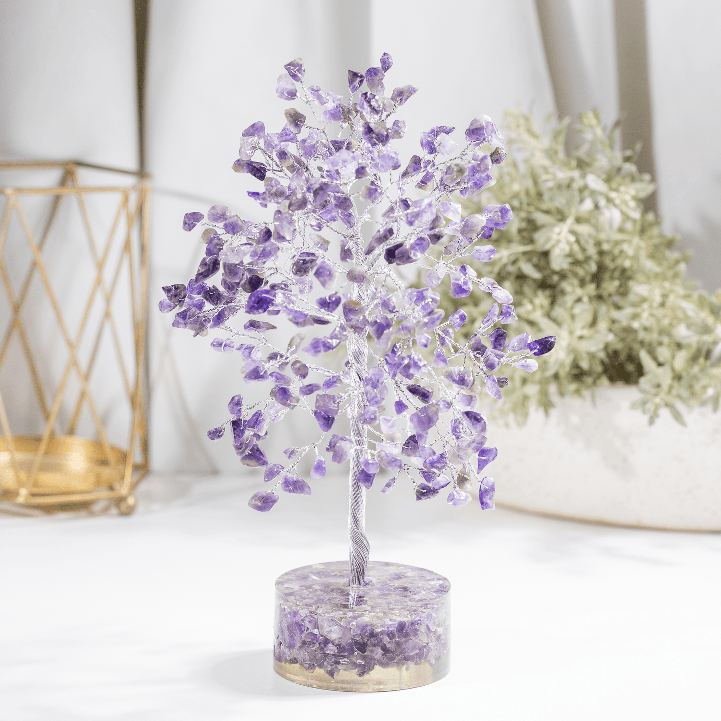 Amethyst Orgone Based  Crystal Tree With 300 Natural Crystal Chips