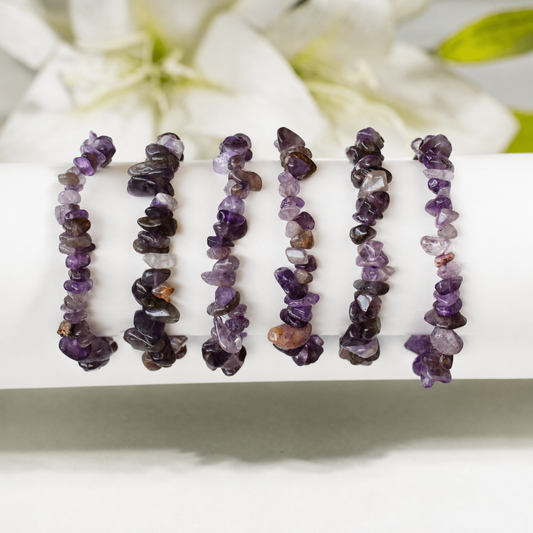 Amethyst Gemstone Chip Bracelet.