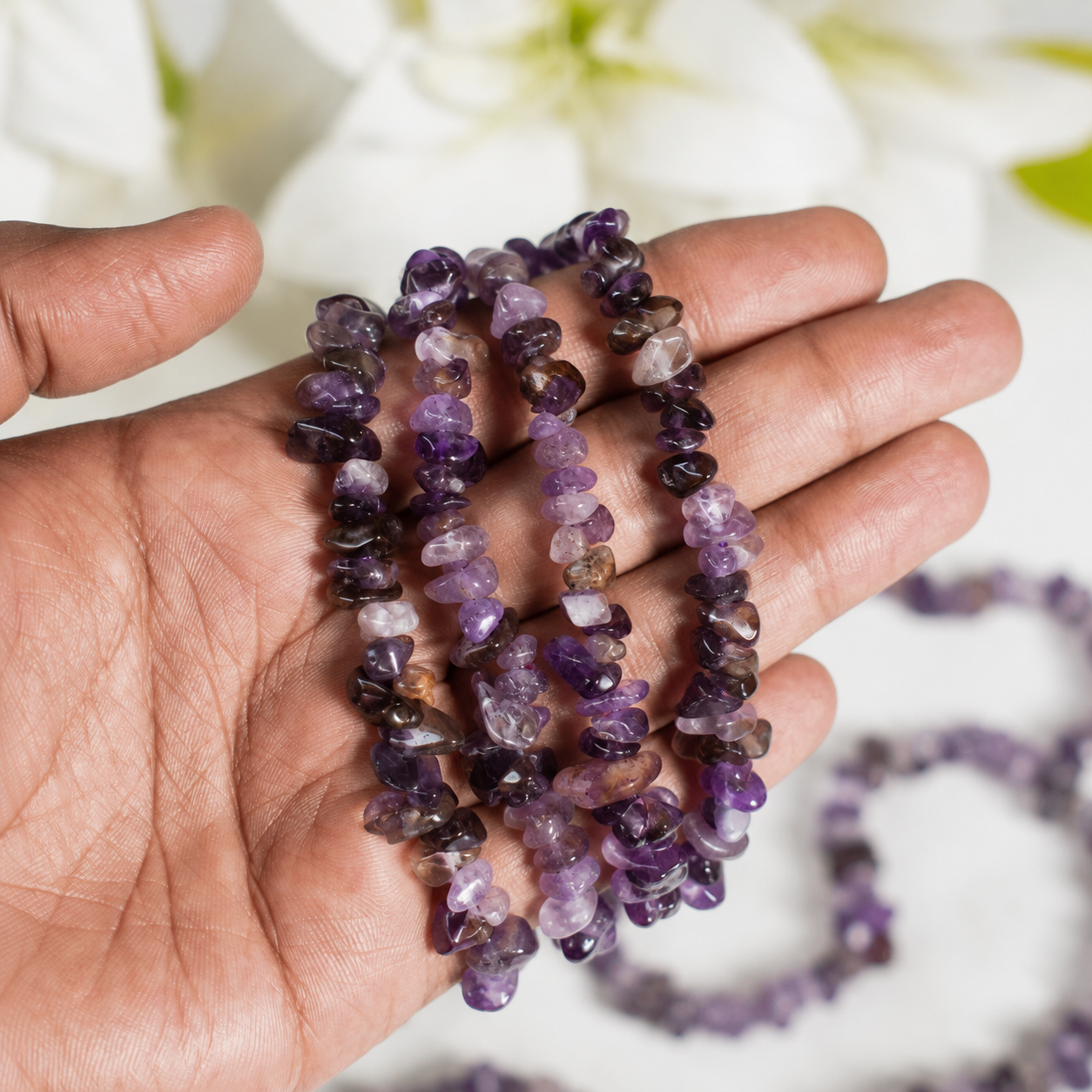 Amethyst Gemstone Chip Bracelet.