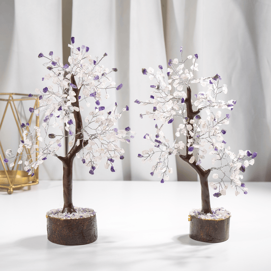 Amethyst And Rose Quartz Crystal Tree With 300 Natural Crystal Chips