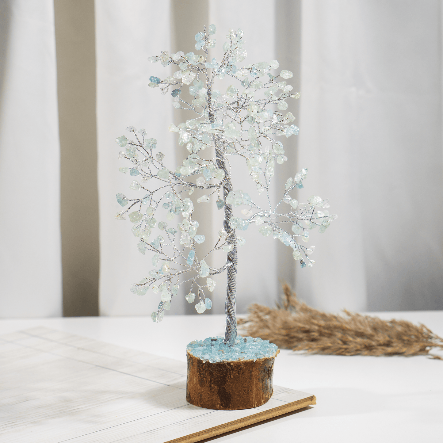 Aquamarine Crystal Tree With 300 Natural Crystal Chips