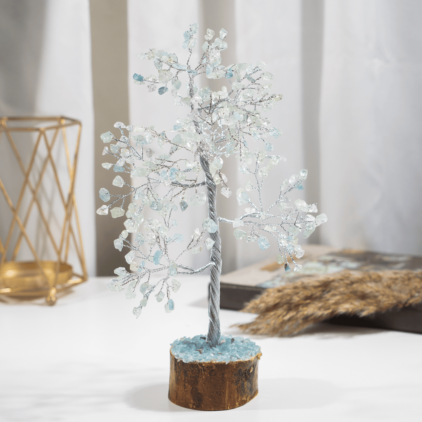 Aquamarine Crystal Tree With 300 Natural Crystal Chips