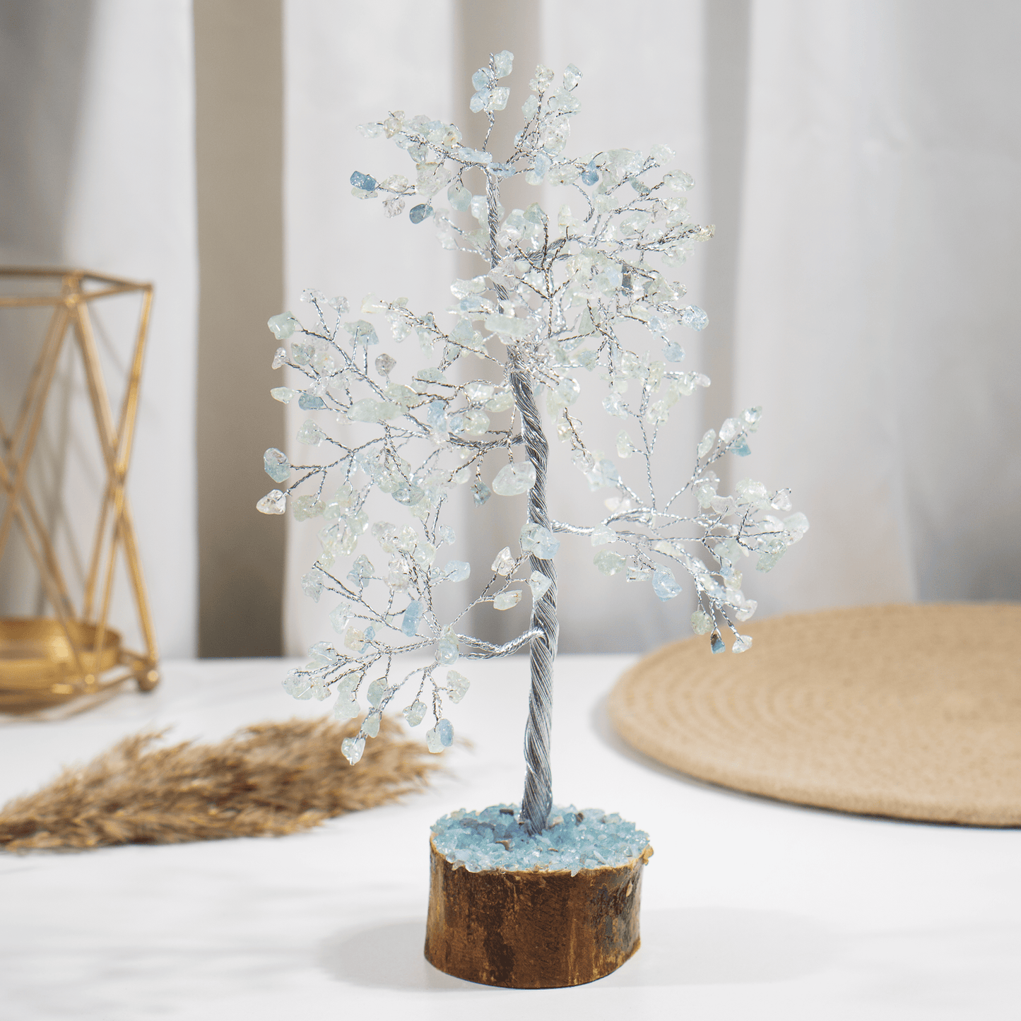 Aquamarine Crystal Tree With 300 Natural Crystal Chips