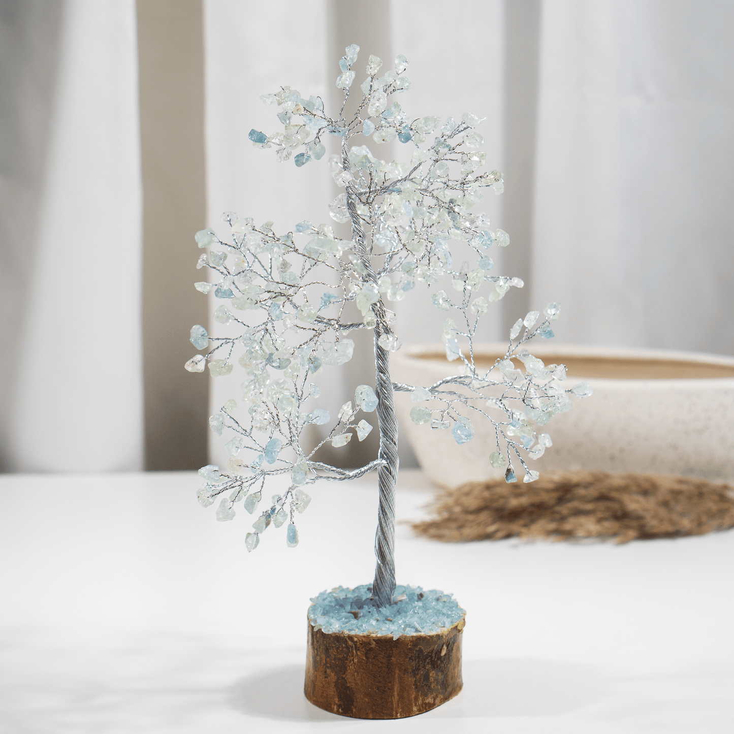 Aquamarine Crystal Tree With 300 Natural Crystal Chips