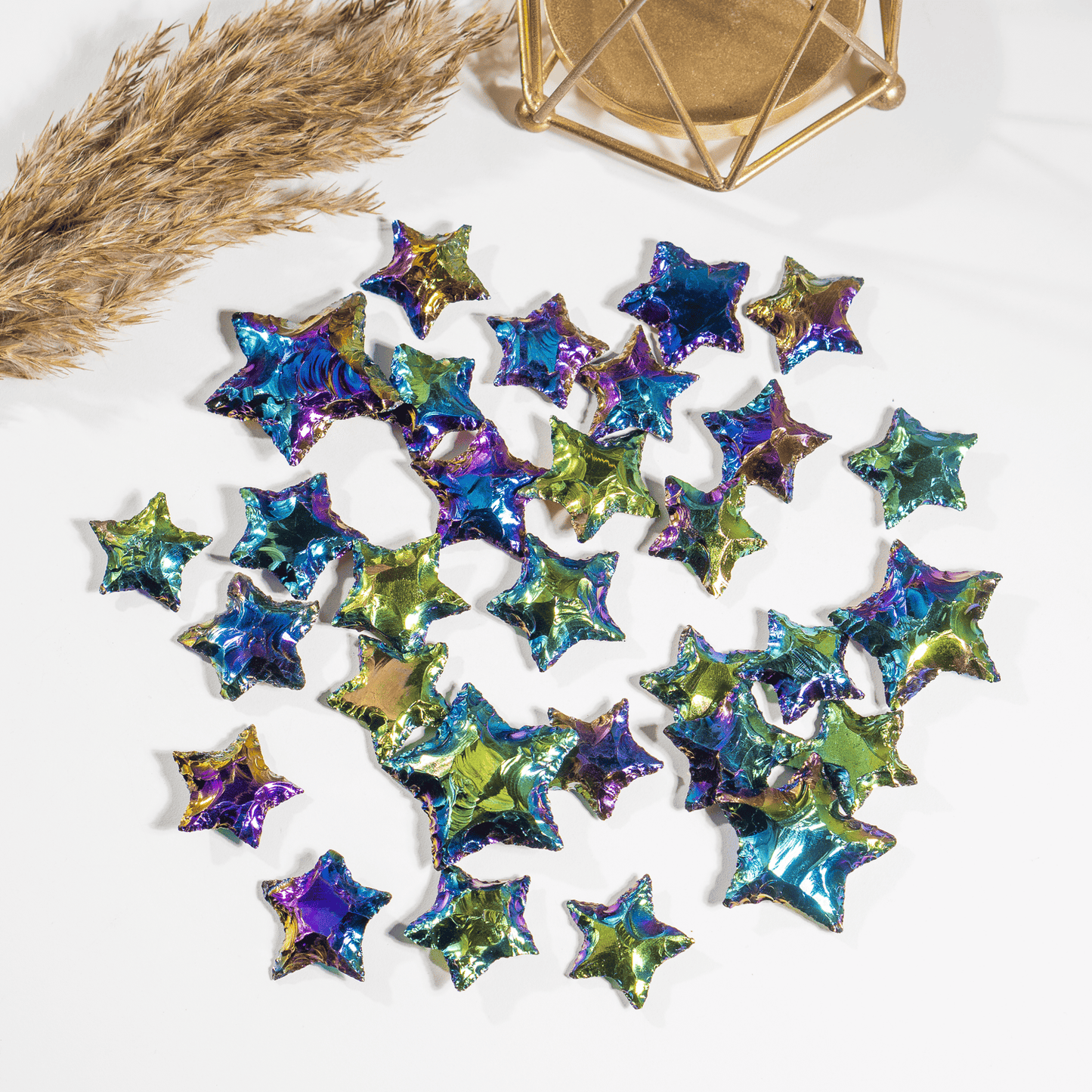 Aura Quartz Titanium Flat Stars Arrowhead Point