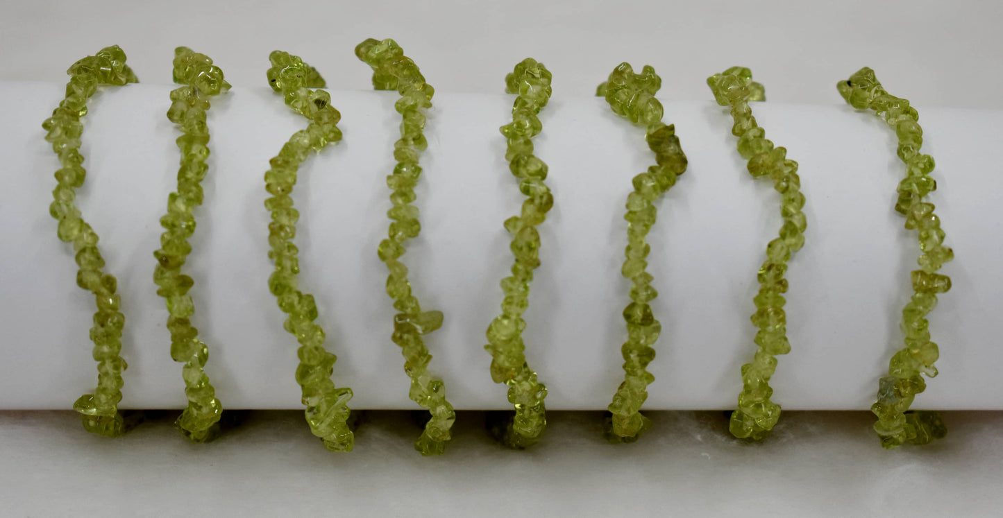 Peridot Gemstone Chip Bracelet.