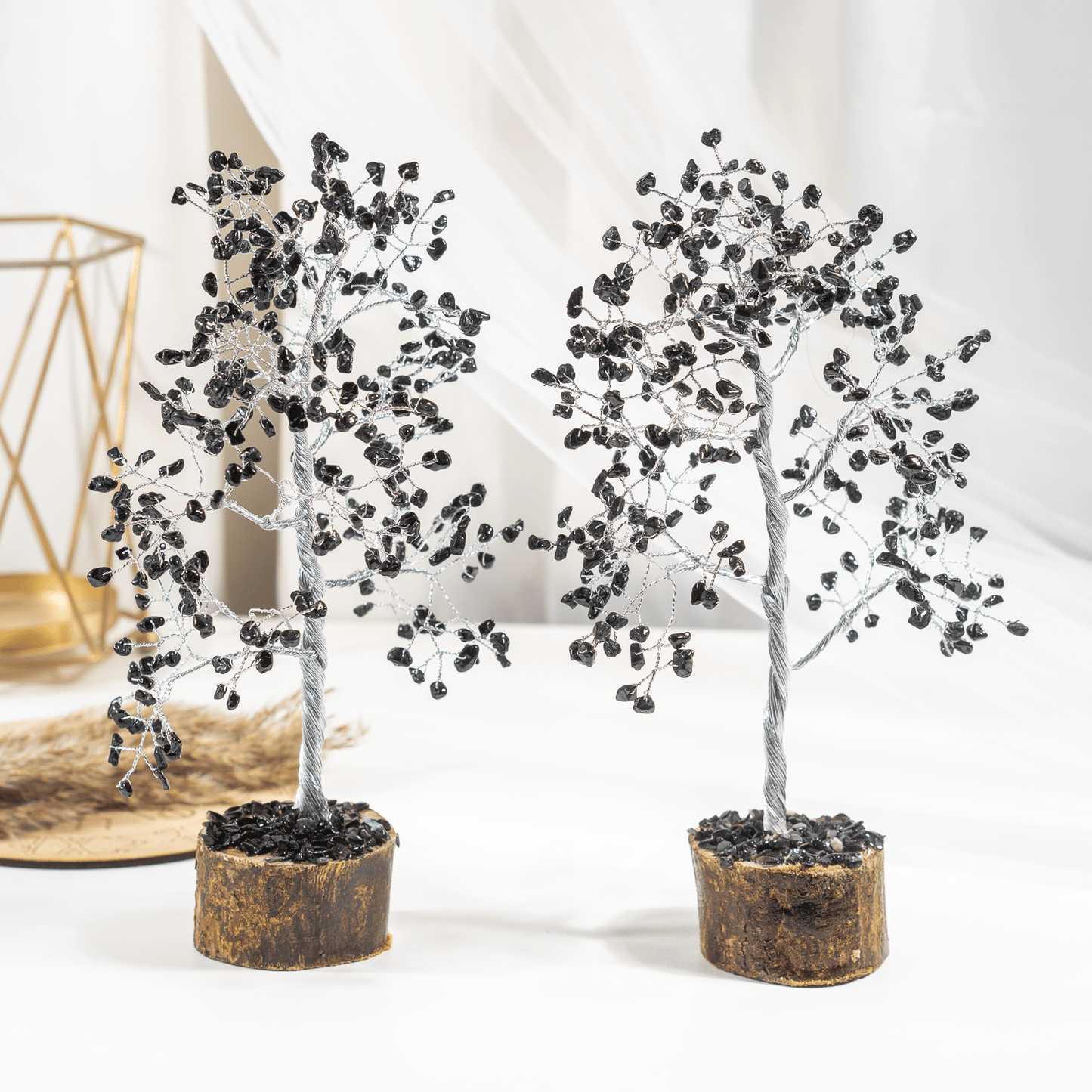 Black Obsidian Crystal Tree With 300 Natural Crystal Chips