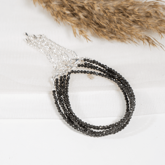 Black Tourmaline Crystal Anklet | Natural Healing Crystal Anklet | Energy Protection & Spiritual Jewelry