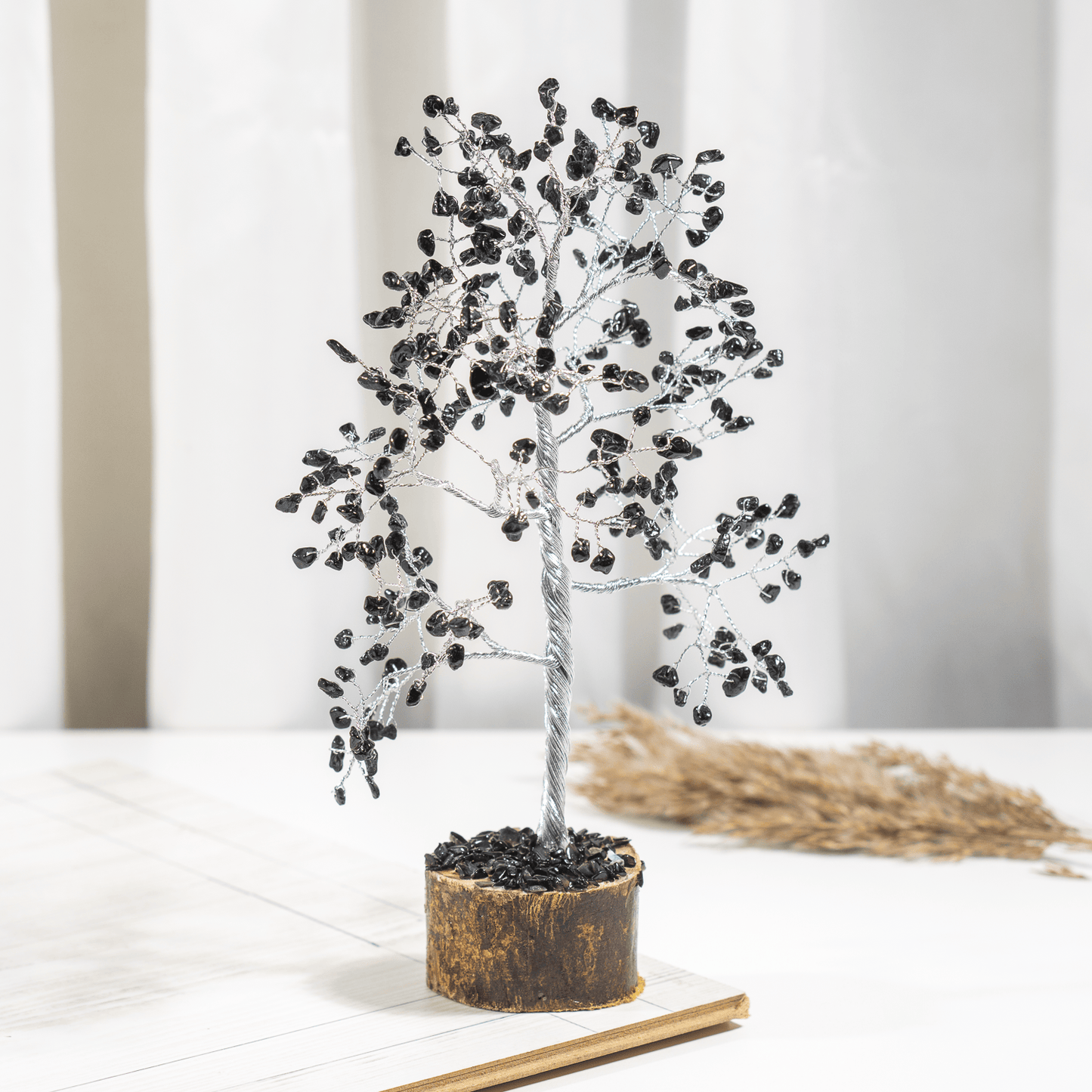 Black Obsidian Crystal Tree With 300 Natural Crystal Chips