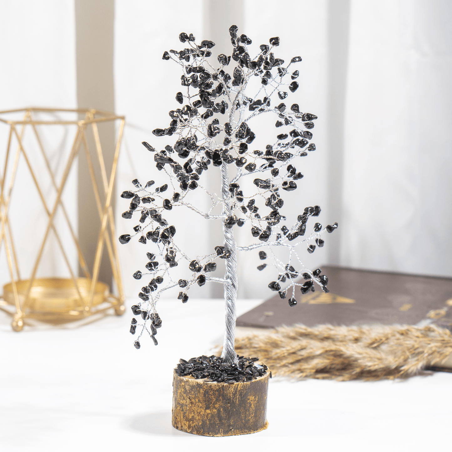 Black Obsidian Crystal Tree With 300 Natural Crystal Chips
