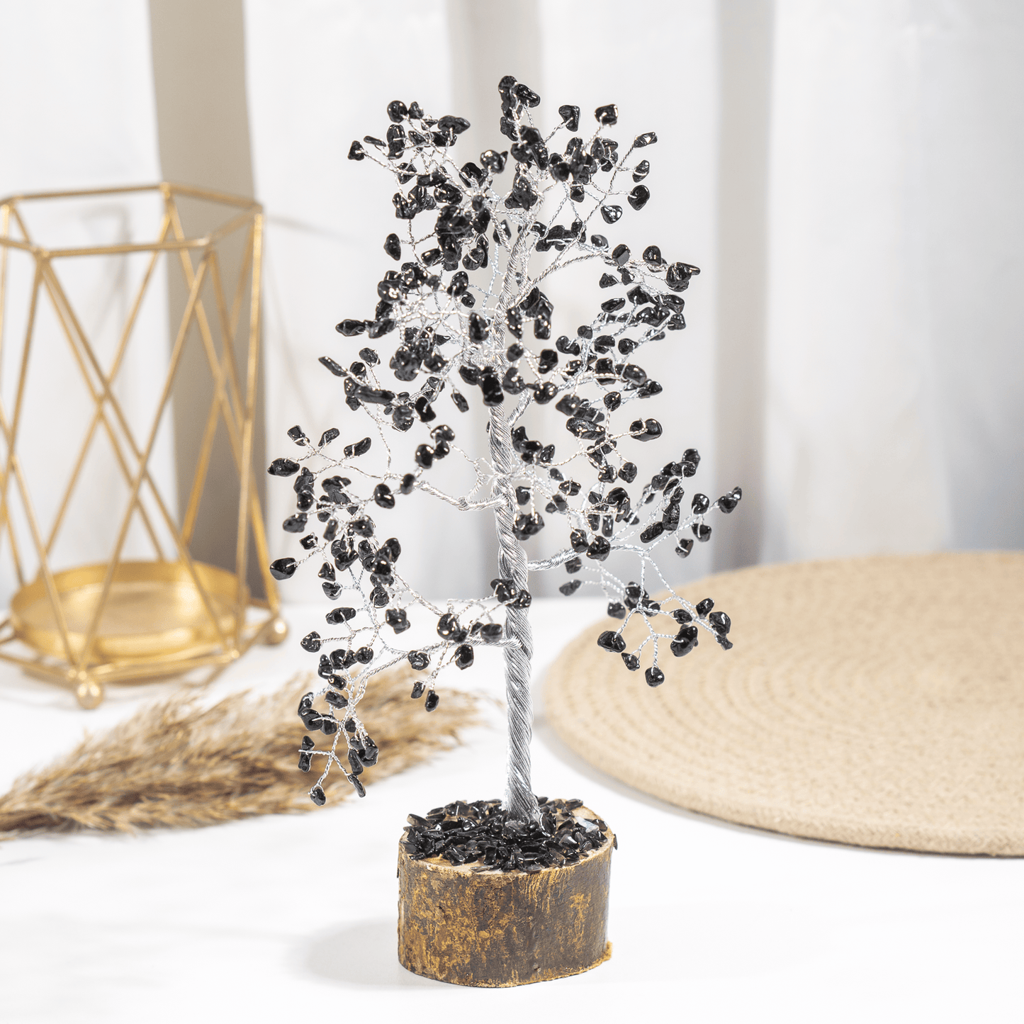 Black Obsidian Crystal Tree With 300 Natural Crystal Chips