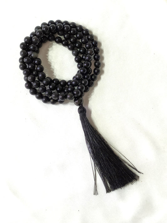 Black Obsidian | Gemstone Mala | 108 Prayer Bead Mala | Prayer Mala