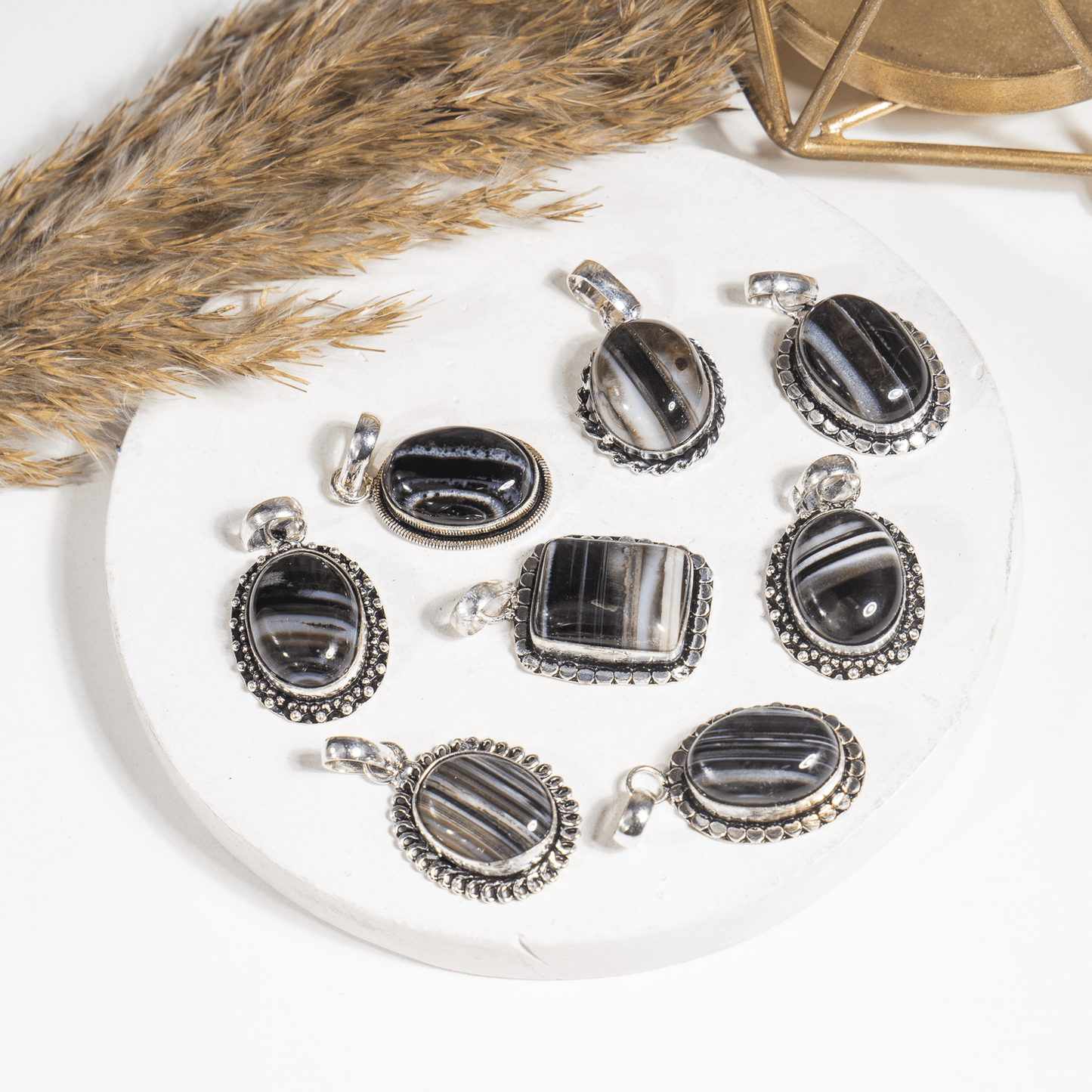 Black Sulemani Agate Pendant |Crystal Jewelry | Natural Gemstone Pendant | Crystal Charm Jewelry | Boho Pendant