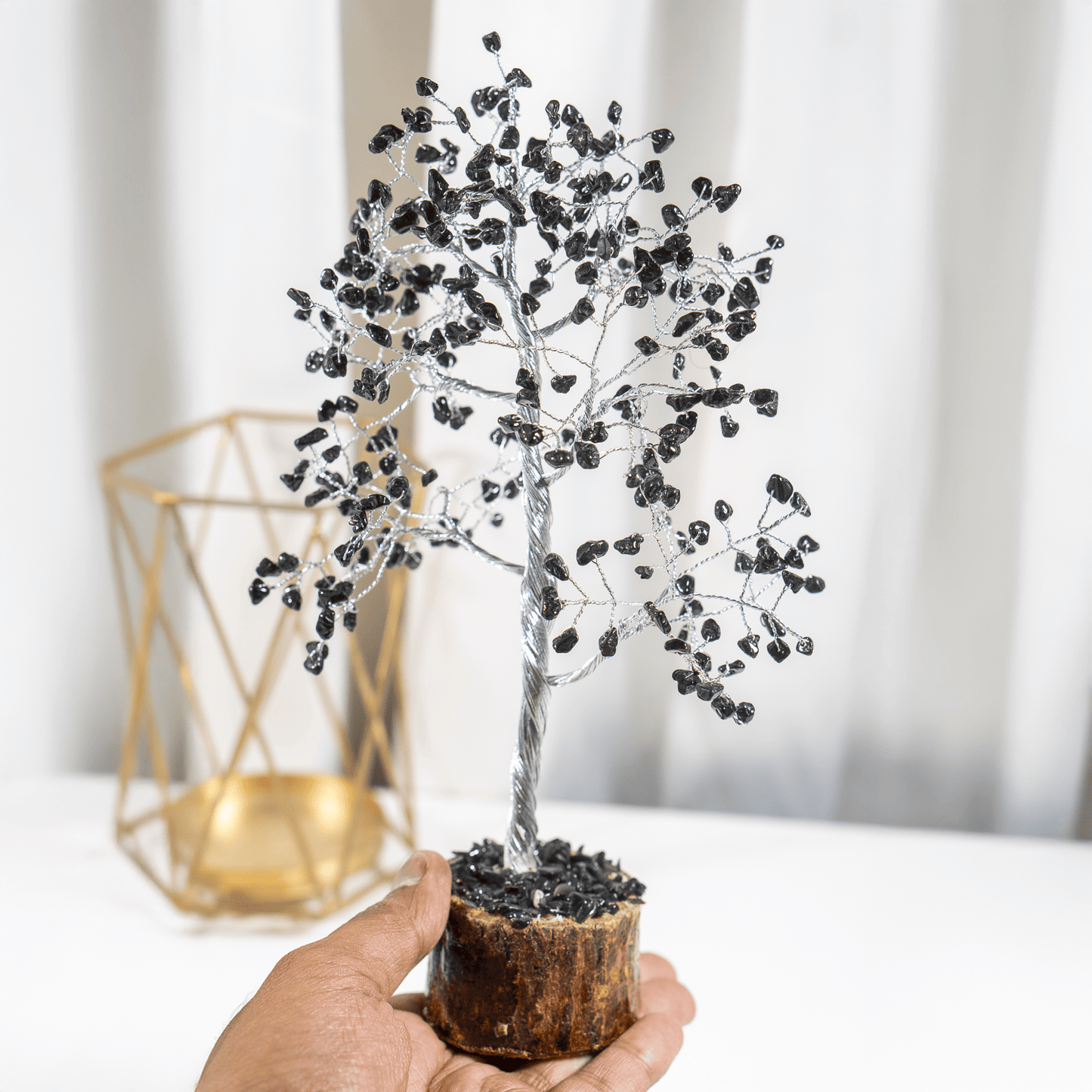 Black Obsidian Crystal Tree With 300 Natural Crystal Chips