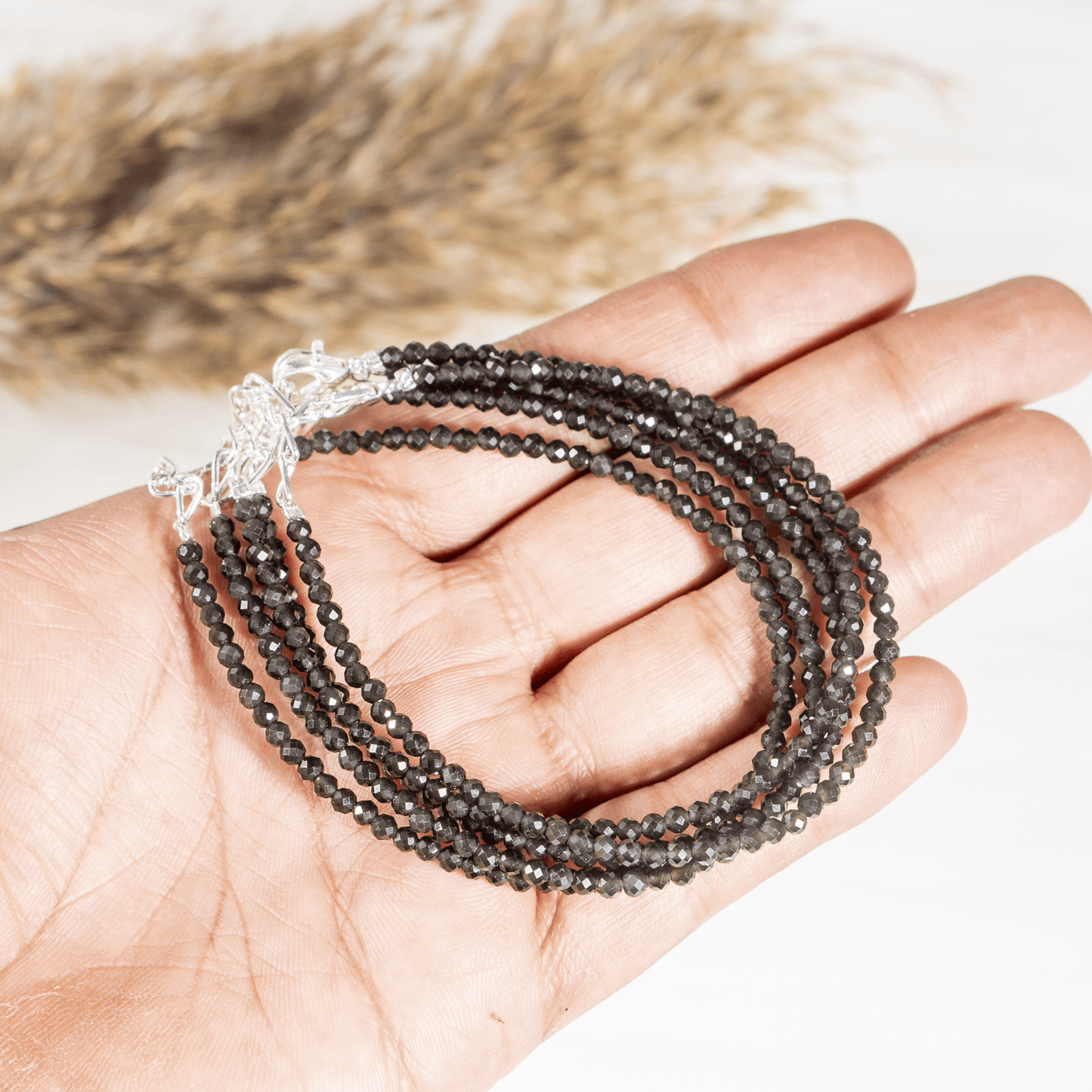 Black Tourmaline Crystal Anklet | Natural Healing Crystal Anklet | Energy Protection & Spiritual Jewelry