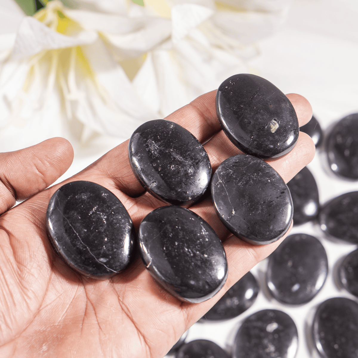 Real Black Obsidian Flat Stones