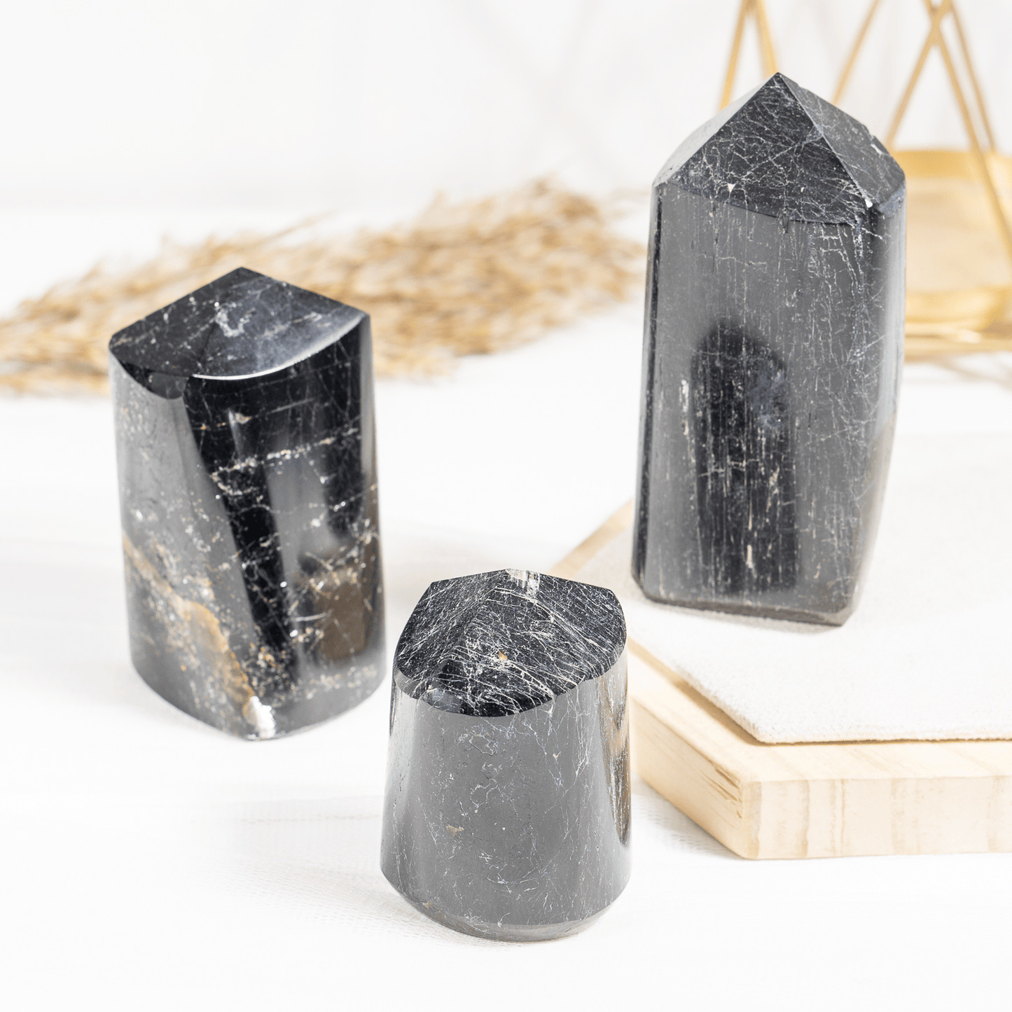 1kg Black Tourmaline Crystal Polished Points (2-4Pcs)