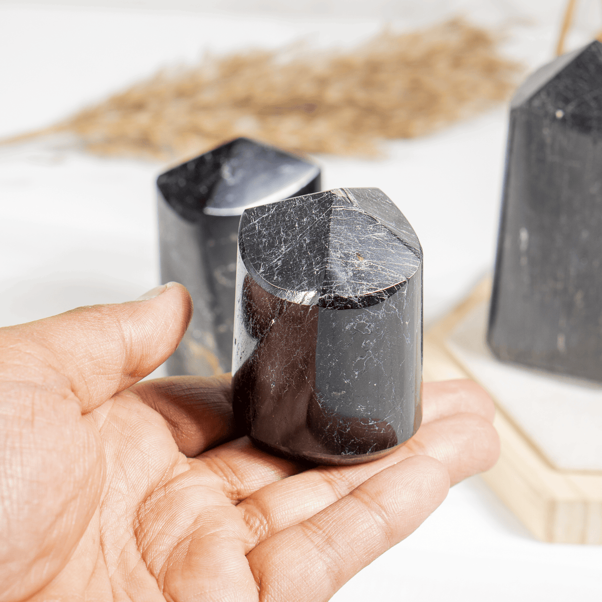 1kg Black Tourmaline Crystal Polished Points (2-4Pcs)