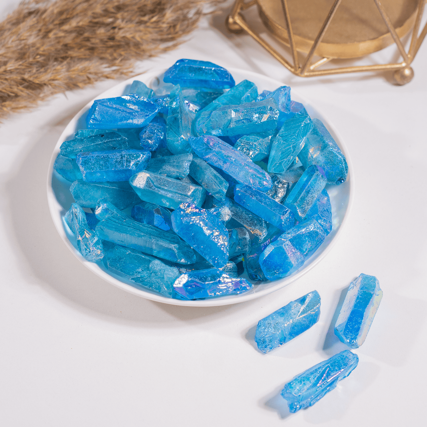 Blue Aura Quartz Points – Raw Aura Quartz Crystal Points, Natural Blue Quartz Healing Crystals