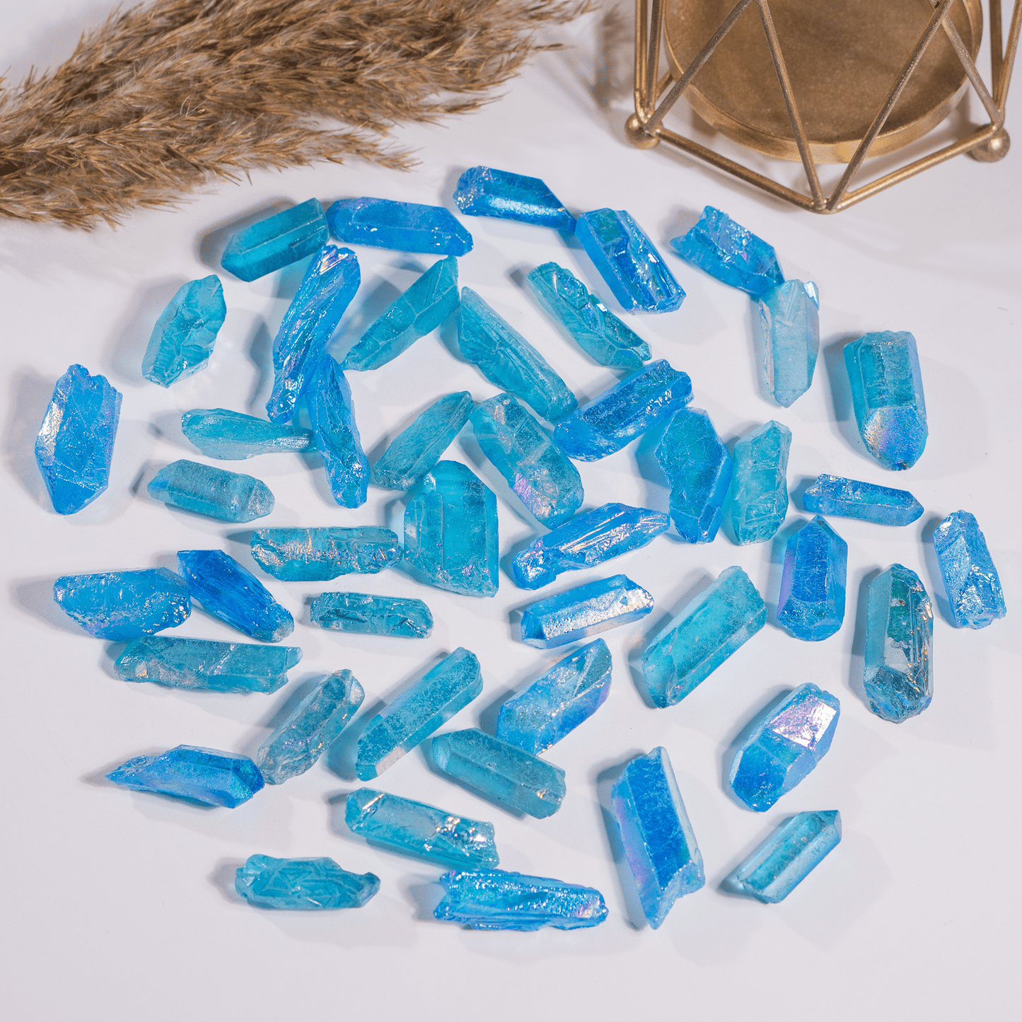 Blue Aura Quartz Points – Raw Aura Quartz Crystal Points, Natural Blue Quartz Healing Crystals