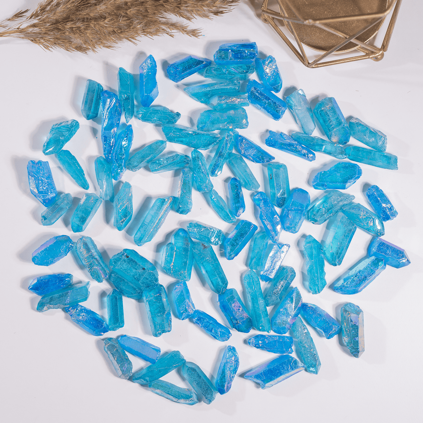 Blue Aura Quartz Points – Raw Aura Quartz Crystal Points, Natural Blue Quartz Healing Crystals