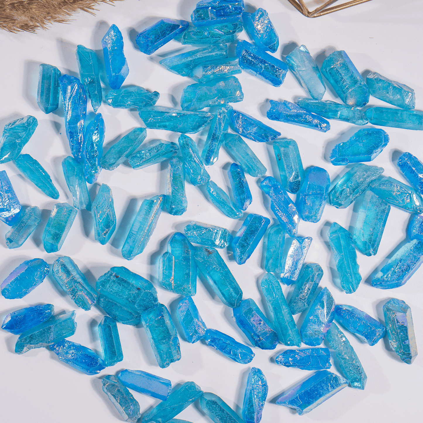 Blue Aura Quartz Points – Raw Aura Quartz Crystal Points, Natural Blue Quartz Healing Crystals