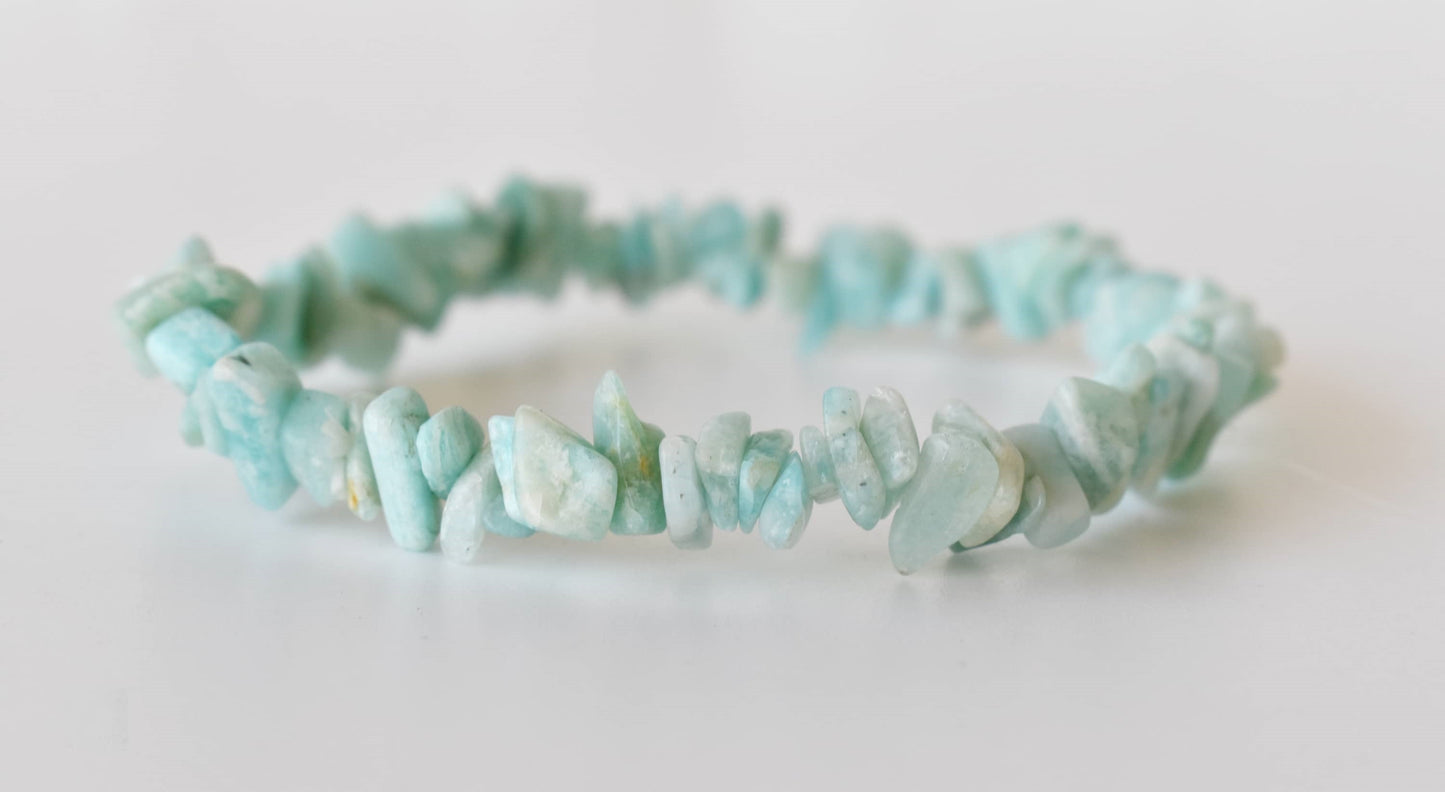 Amazonite Gemstone Chip Bracelet.