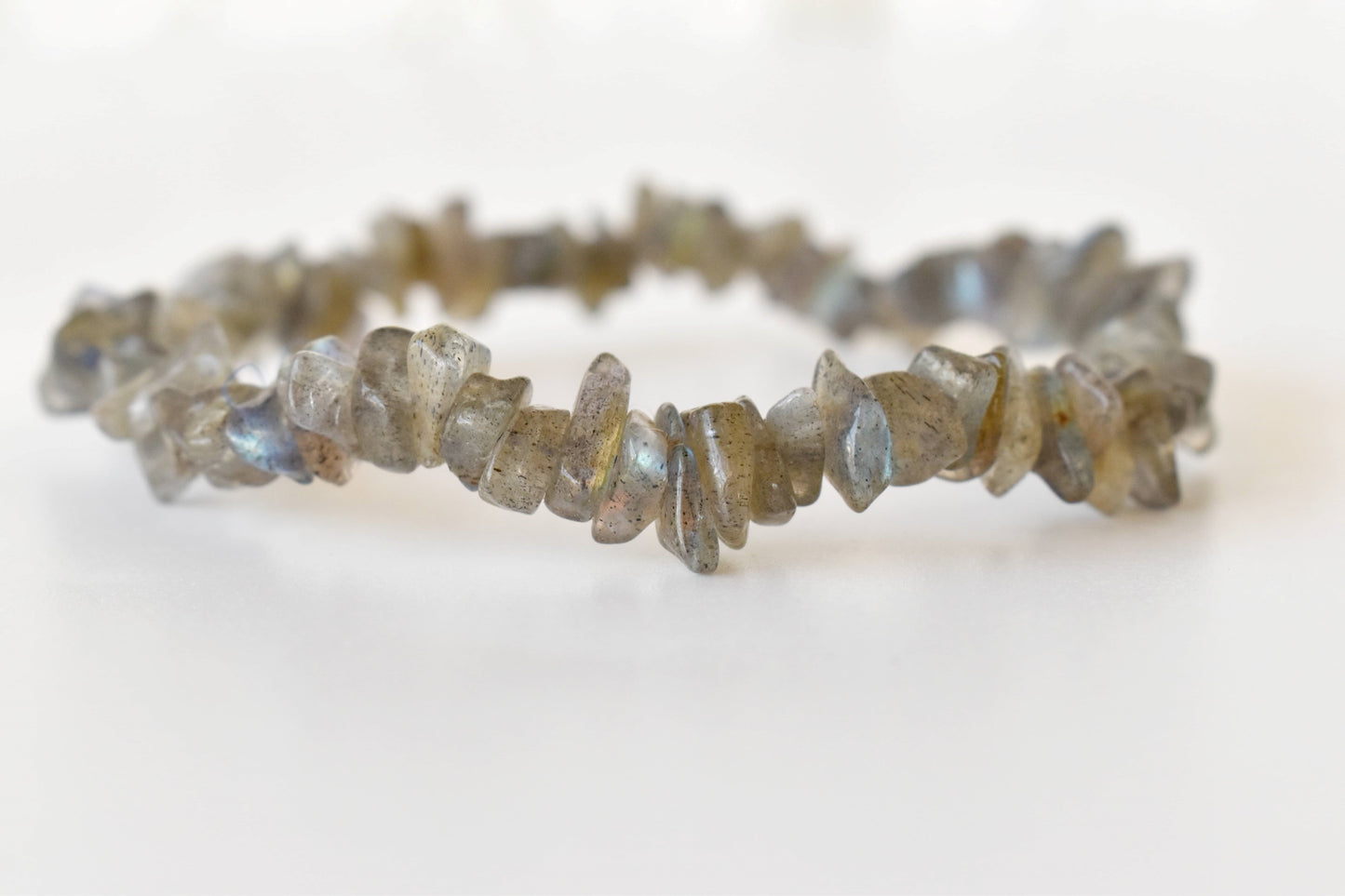 Labradorite Gemstone Chip Bracelet.