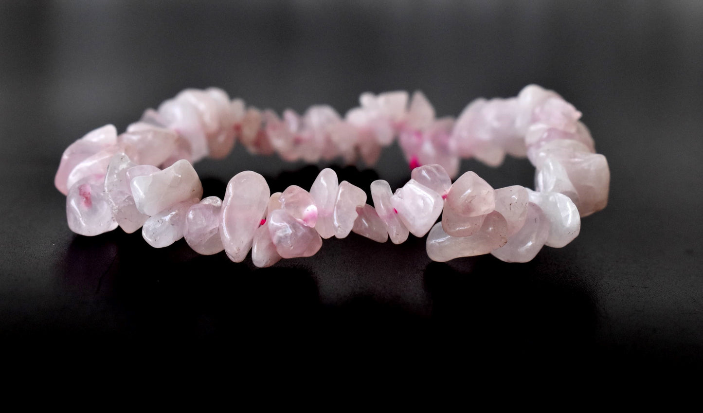 Rose Quartz Gemstone Chip Bracelet