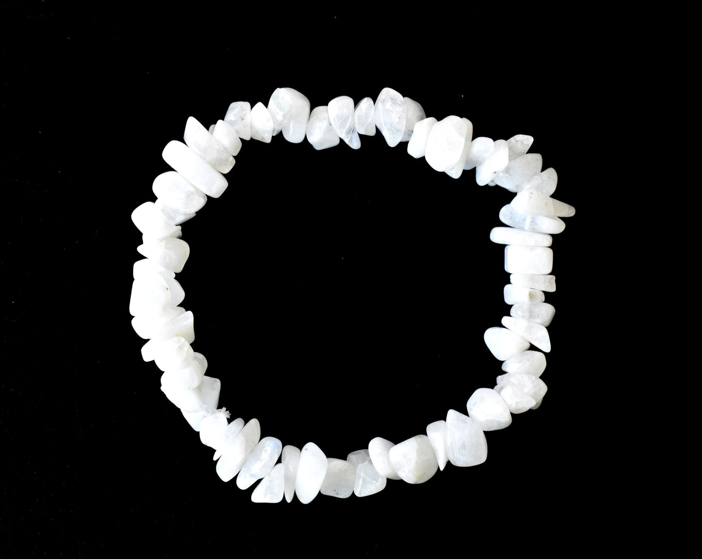 White Rainbow Moonstone Gemstone Chip Bracelet