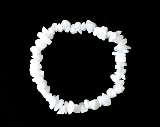 White Rainbow Moonstone Gemstone Chip Bracelet